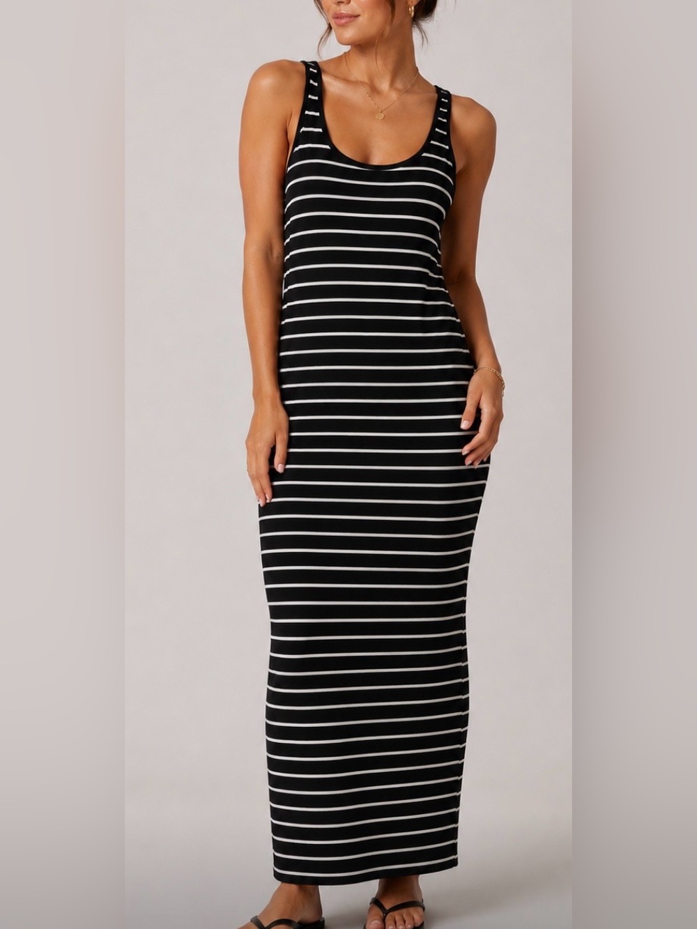 Zara knit sleeveless striped preppy coastal maxi summer dress sz m